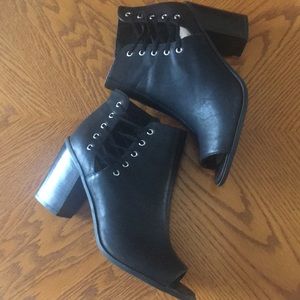 Black open toed boots